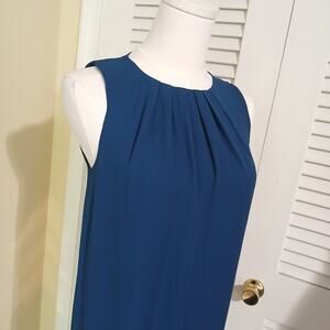 H&M Teal size 0 sleeveless shift dress gathered neckline knee-length fully lined